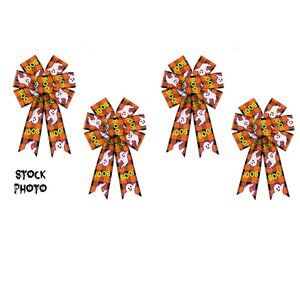 Four Boo Ghost  Halloween Premade Bows for Crafts Wreaths